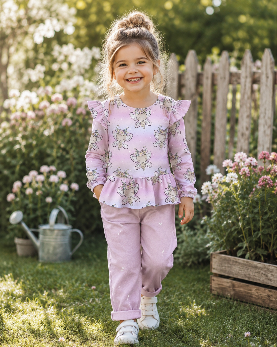 Vorbestellung Bio Breitribjersey "Blumenschmetterling"