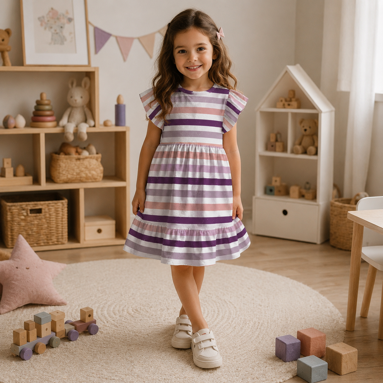 Vorbestellung Bio Breitribjersey "Girlie Stripes"