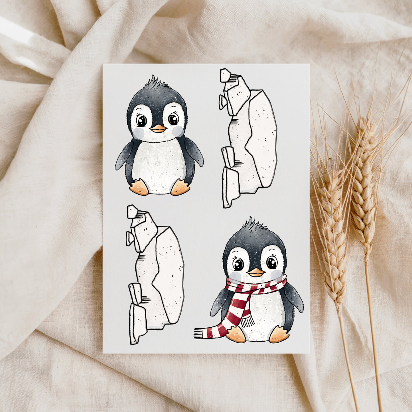 VORBESTELLUNG Bügelbild "Pinguin grün" A5