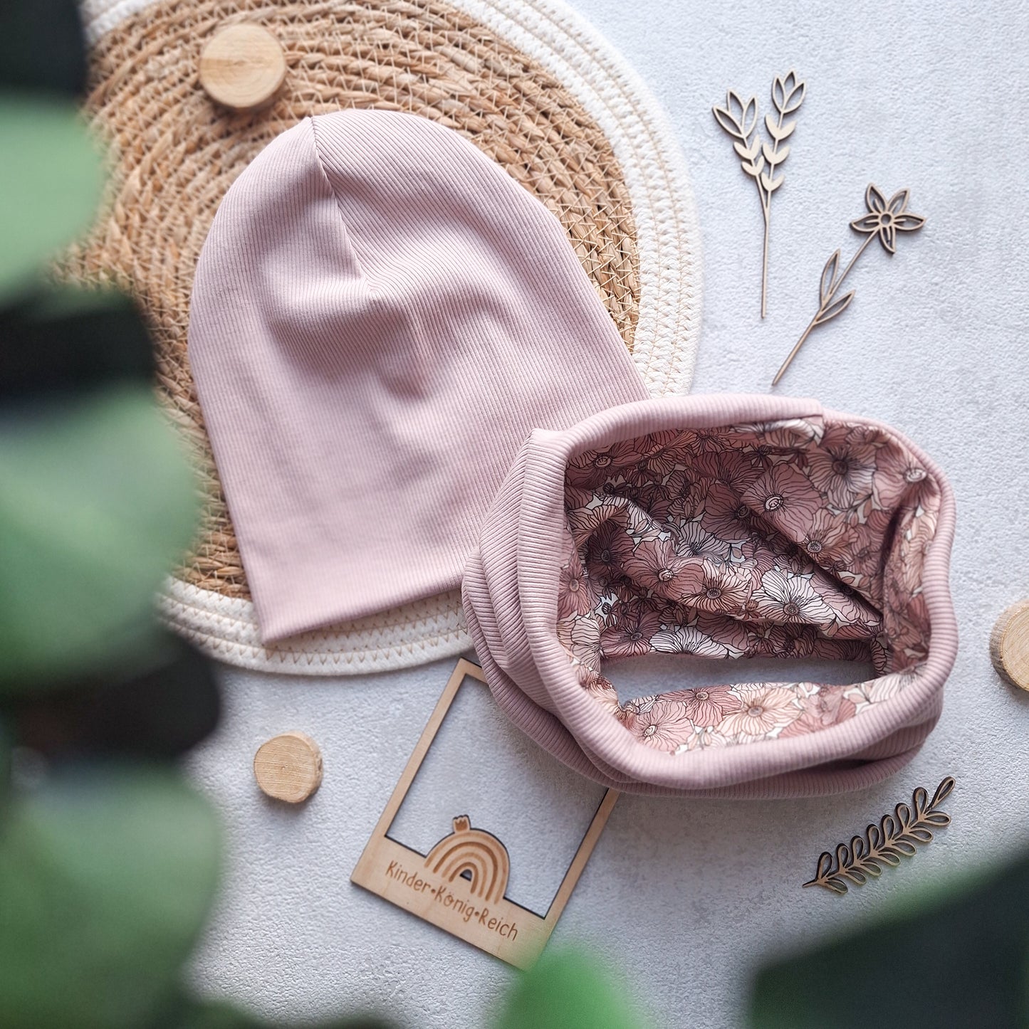 Beanie & Loop "Blumen" Set Gr. 45-50cm