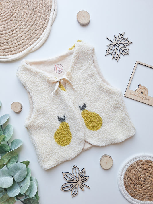 Weste Teddyplüsch "Birnen" Gr. 104