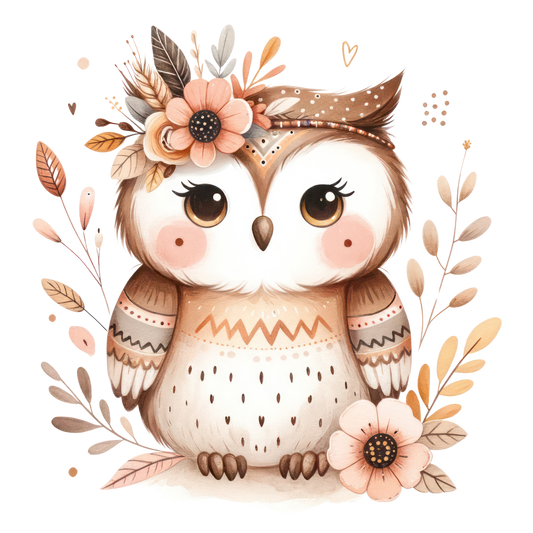 Vorbestellung Bügelbild "Boho Eule"