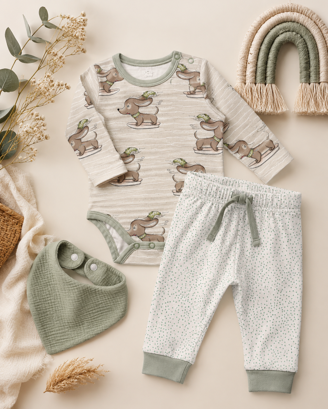 Vorbestellung Bio Breitribjersey "Salbei Dots"