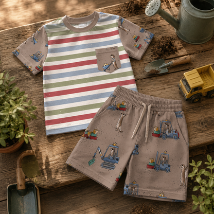 Vorbestellung Bio French Terry Kombi Streifen breit "Little Adventure"