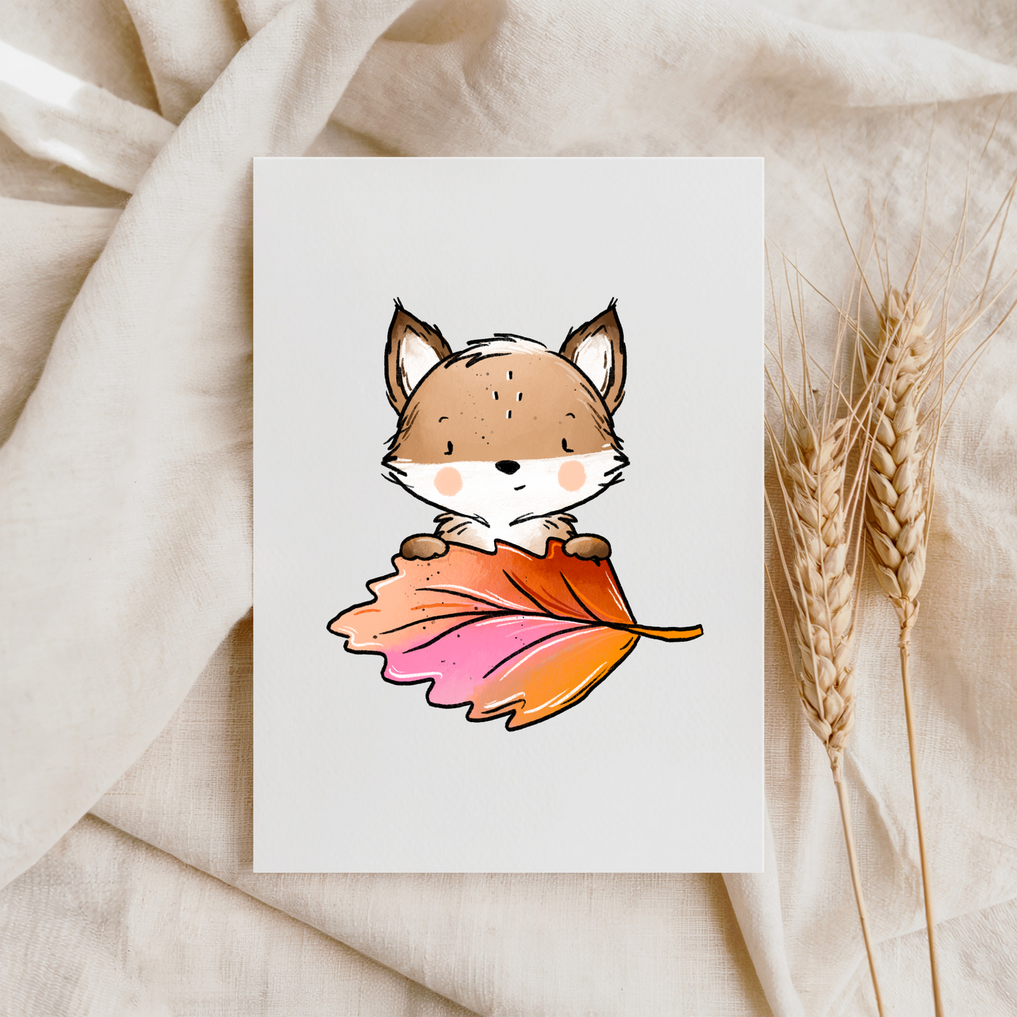 VORBESTELLUNG Bügelbild "Herbstfuchs Blatt"