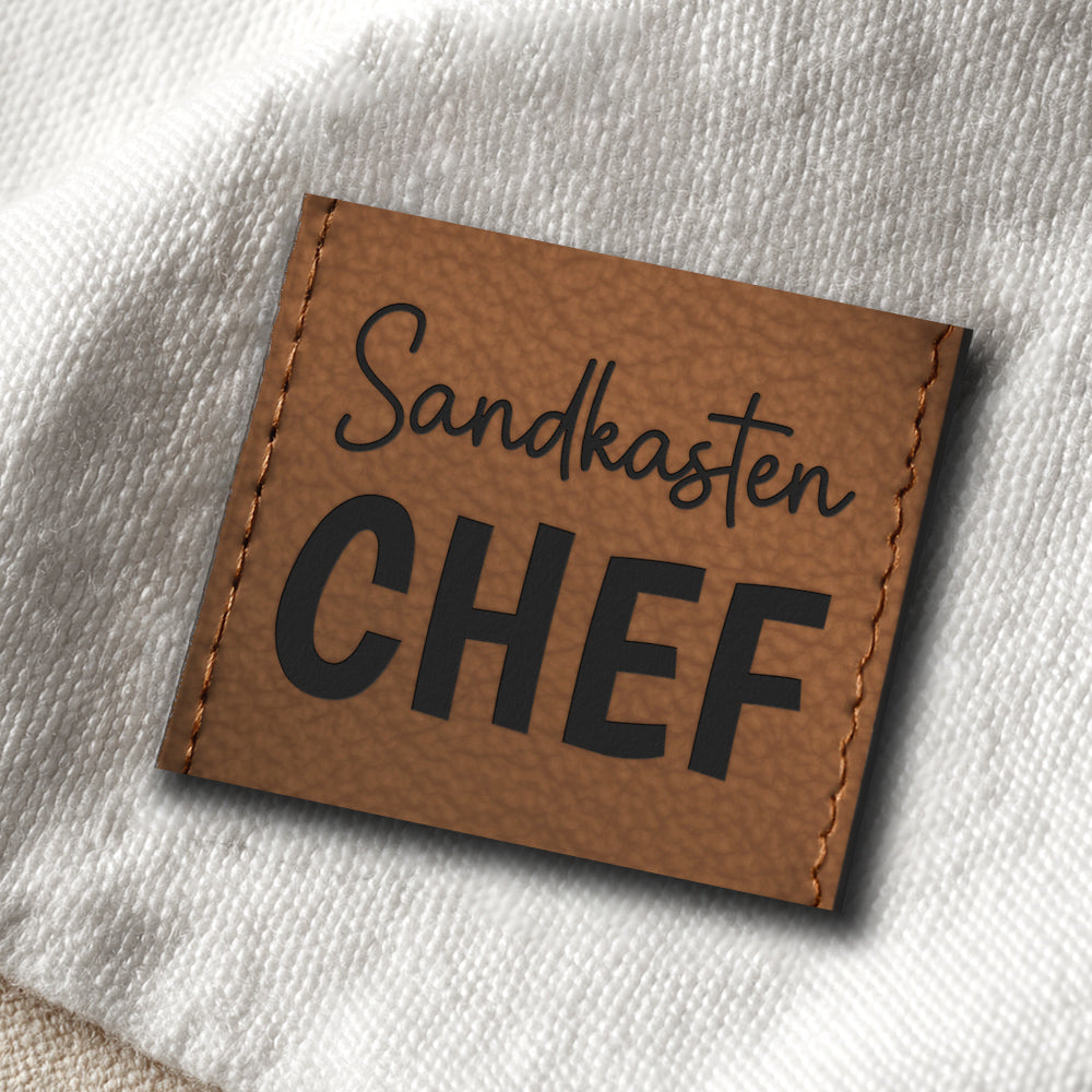 Kunstlederlabel "Sandkasten Chef"